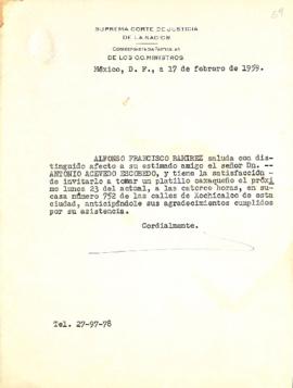 Carta de Alfonso Francisco Ramíez