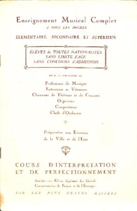 Folleto de L'École Normale de Musique de Paris.