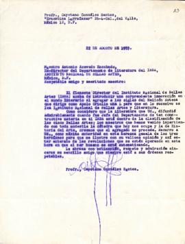 Carta de Calletano González Santos