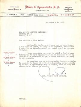 Carta de Joaquín Cruz Ramírez