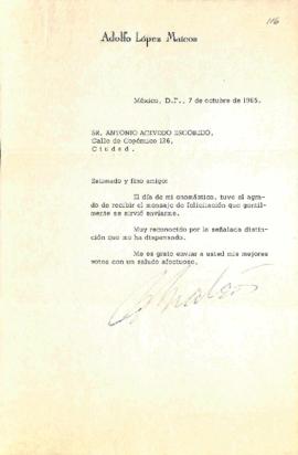 Carta de Adolfo López Mateos