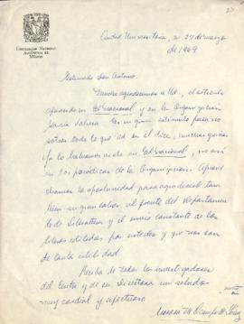 Carta de Aurora M. Ocampo de Gómez