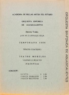 Programa tercer concierto de la Temporada 1956