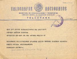 Telegrama de Francisco Antúnez
