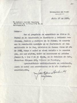 Carta de José Manuel Carbonell