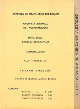 Programa cuarto concierto de la Temporada 1955 de la Orquesta Sinfónica de Aguascalientes