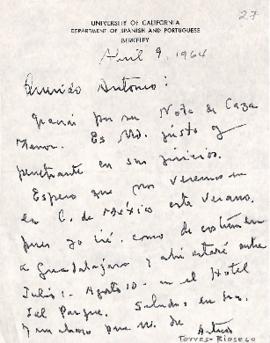 Carta de Arturo Torres Rioseco