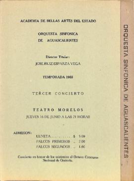 Programa tercer concierto de la Temporada 1955