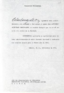 Carta de Celestino Gorostiza