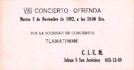 Invitación al VIII Concierto-Ofrenda