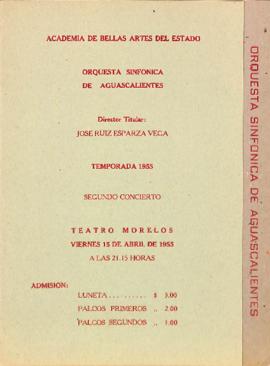 Programa segundo concierto de la Temporada 1955
