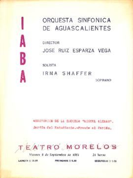 Programa de concierto de la Orquesta Sinfónica de Aguascalientes