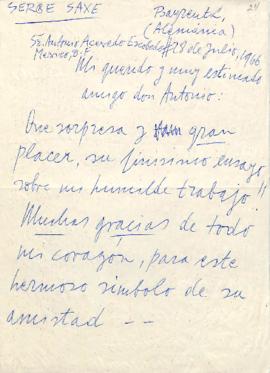 Carta de Serge Saxe