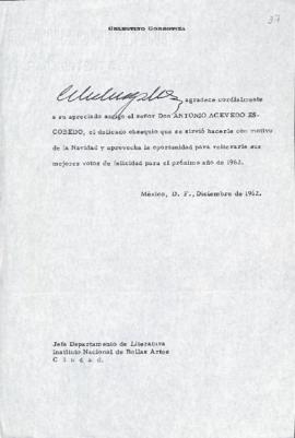 Carta de Celestino Gorostiza