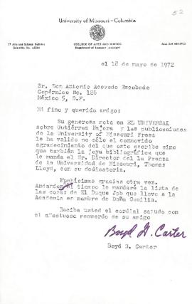 Carta de Boyd G. Carter