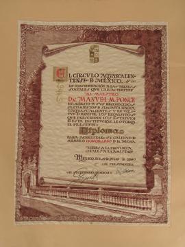 Diploma a favor de Manuel M. Ponce