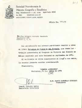 Carta de Israel Cavazos Garza