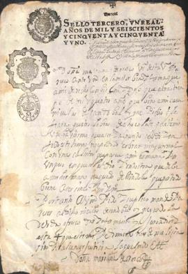 Doña Maríana de Orozoco denuncia a Nicolás de Sandoval por adeudo de cuatro libras de chocolate, ...