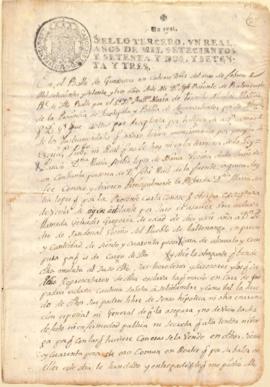 Compraventa de una esclava mulara de 16 años por 340 pesos oro entre Maria Cecilia López de Nava,...