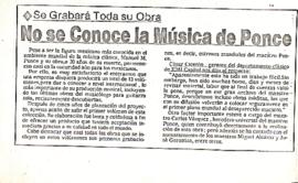 No se conoce la Música de Ponce