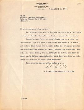Carta de Camilo Carrancá y Trujillo