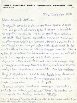 Carta de Felipe Siqueiros Prieto